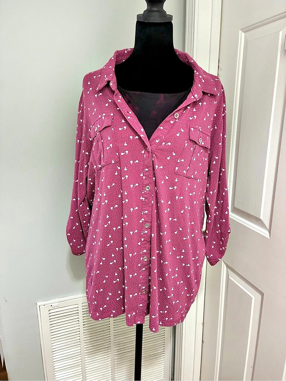 hasting&smith Floral Button Down Pink Size 2X Like New